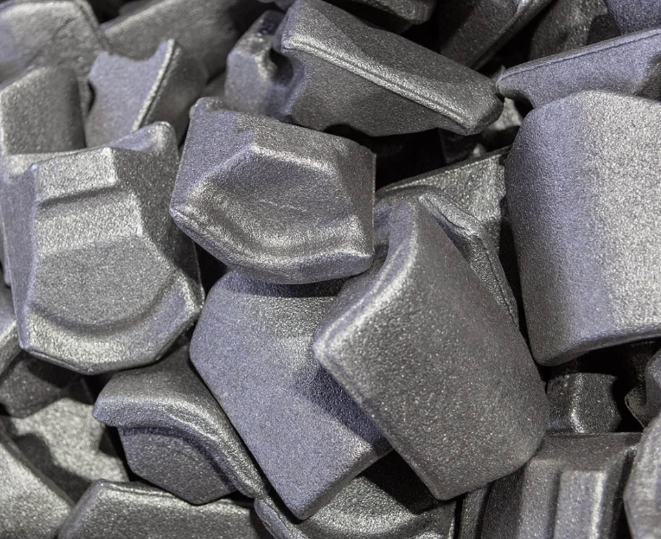 User-provided showing steel-shot-blasted metal parts with textured surfaces