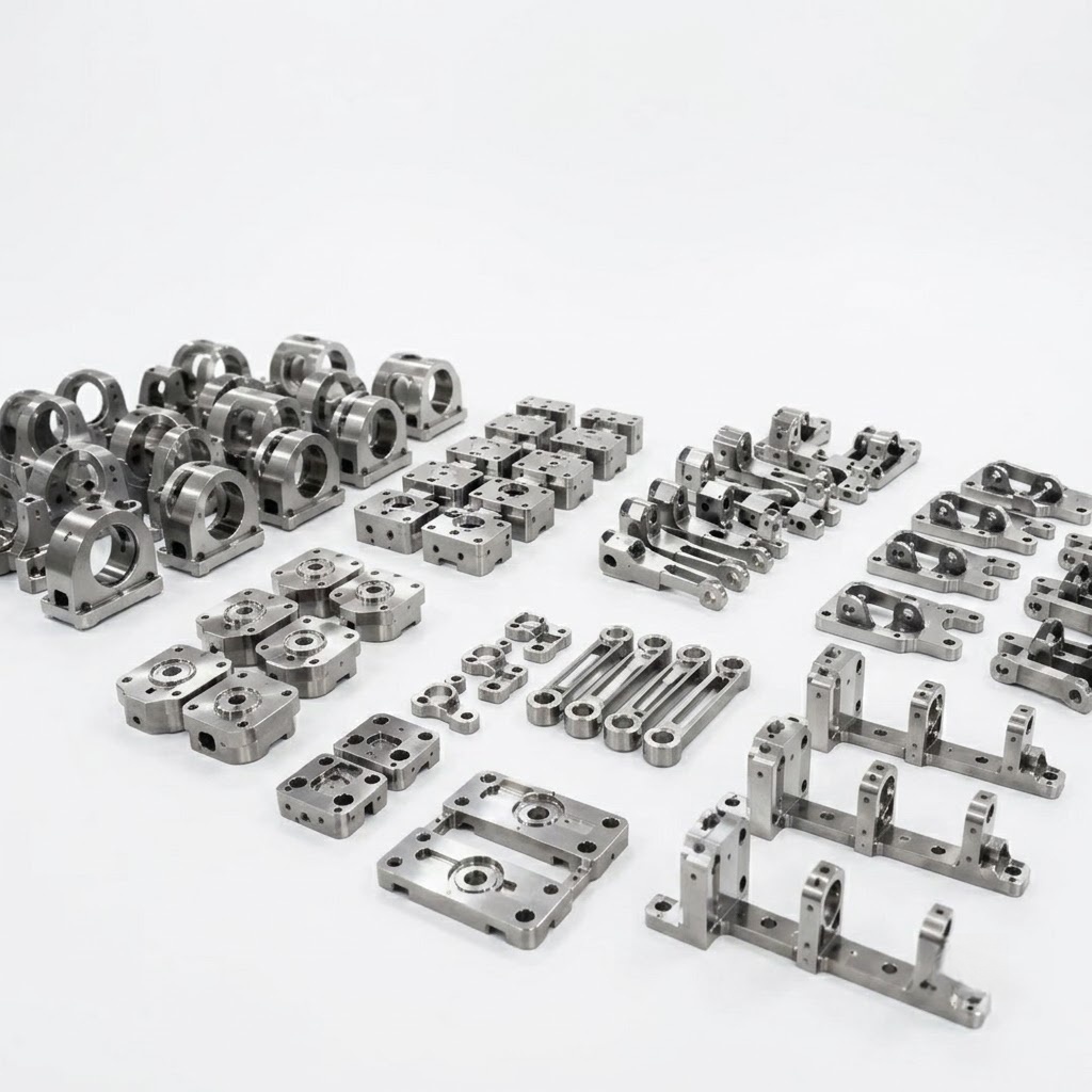 Representative custom machined fixture and mounting components