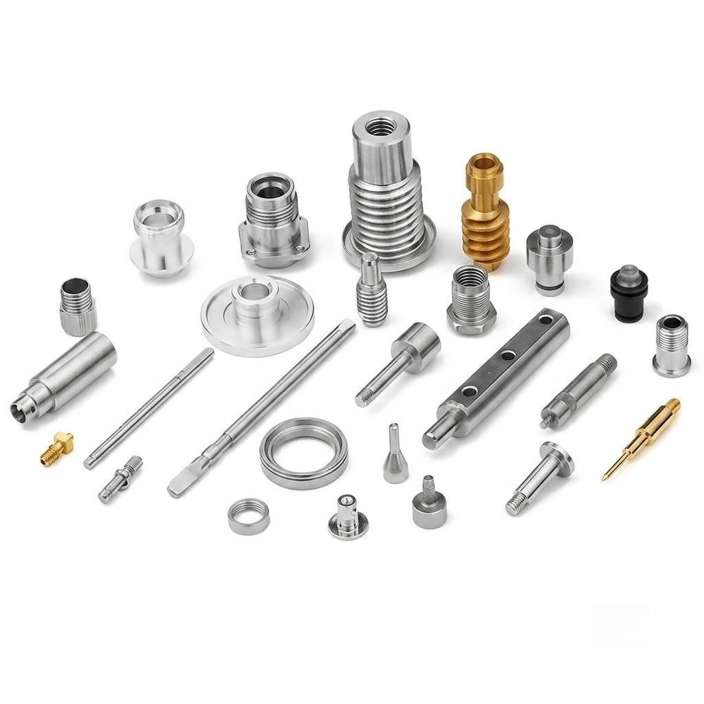 Representative machined parts shown for material specification review