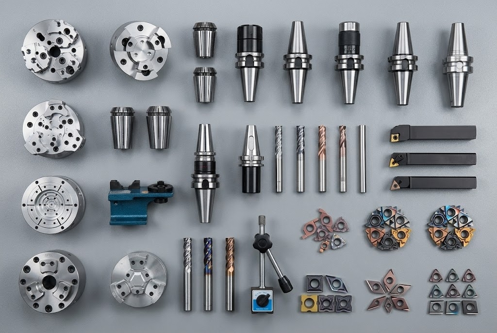 CNC workholding toolholders cutting tools and setup accessories