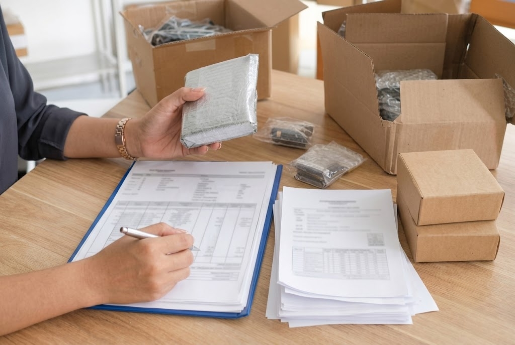 Pre-shipment packing quantity and document evidence check